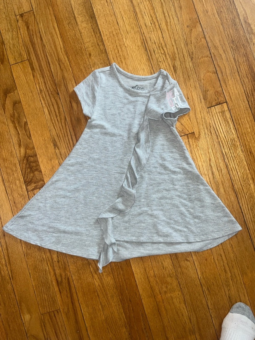 Afton Street Light Gray Ruffle Front Casual Dress